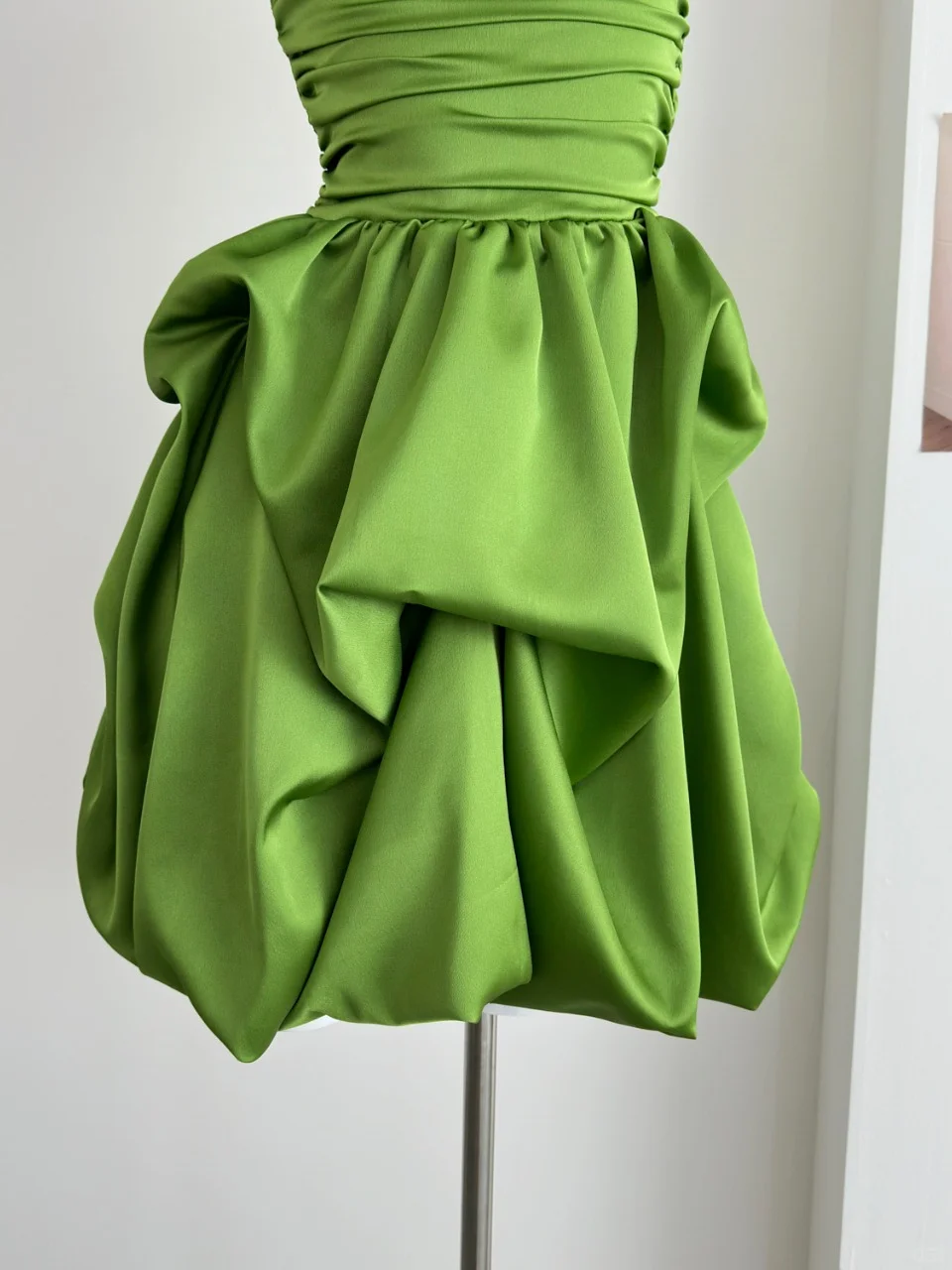 Green Satin Strapless A Line Homecoming Dress Simple Birthday Dress
