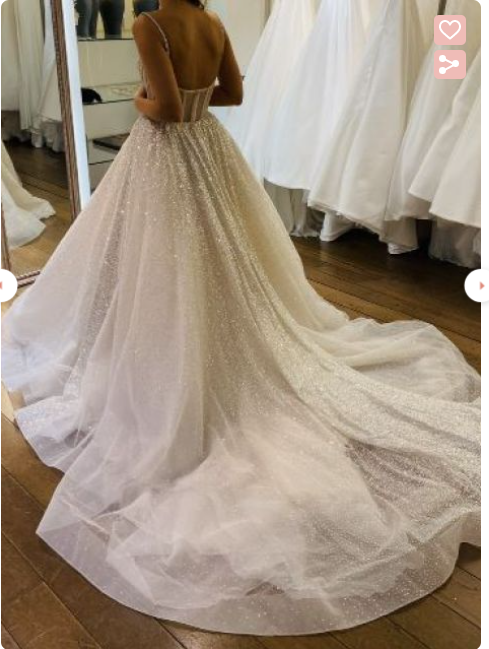 Glitter Beach Wedding Dresses Spaghetti Straps A-Line Bridal Gowns Open Back Long Simple Prom Dress