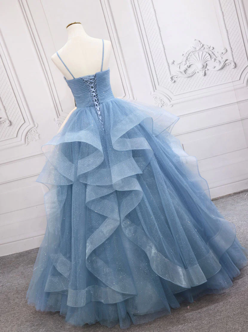 A-line tulle long prom dress dress,tulle sweet 16 dress