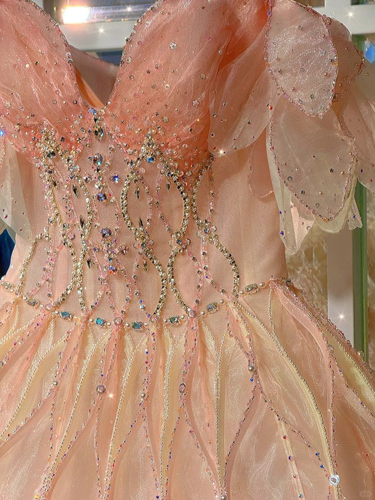 Glitter Pink Beaded Spaghetti Straps Princess 18th Birthday Dress Homecoming Dress