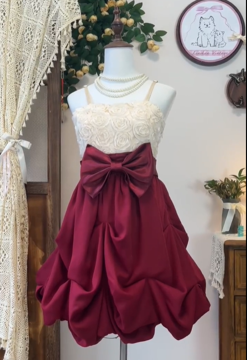 Unique Spaghetti Straps Rose Flowers Birthday Outfits Burgundy A Line Homecoming Dress