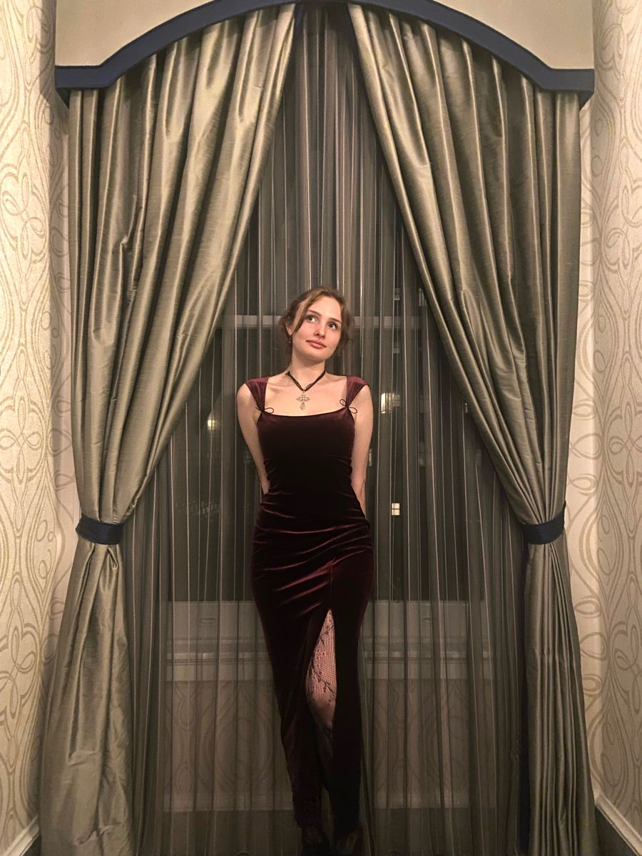 Vintage Burgundy Velvet Slit Mermaid Long Party Dress Formal Wedding Guest Dress