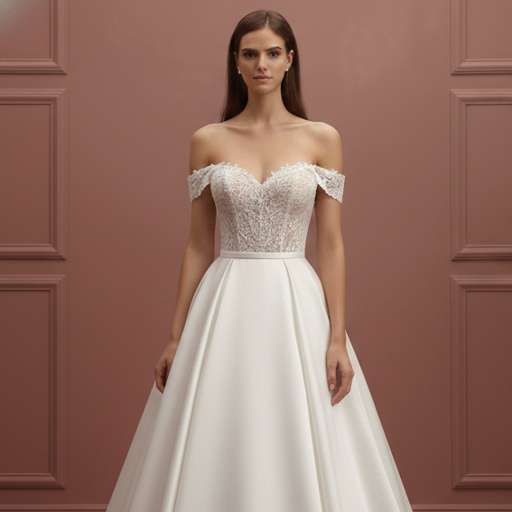 Matte Tulle Wedding Dress Classic Long Ball Gown Bridal