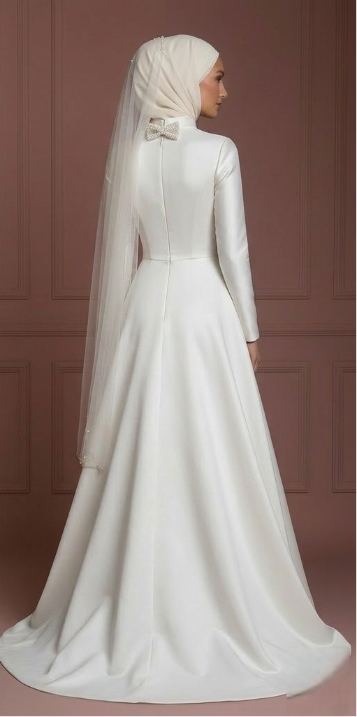 Modern Muslim Hijab Bridal Wedding Dress Elegant Bridal Style Muslim