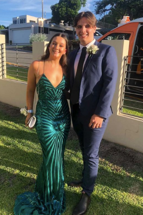 Plunge Dark Green Mermaid Sequined Long Formal Dress Prom Dress