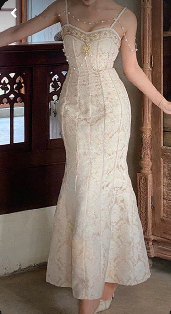 Chic Light Pink Spaghetti Straps Satin Print Floral Mermaid Long Party Dress Evening Dress