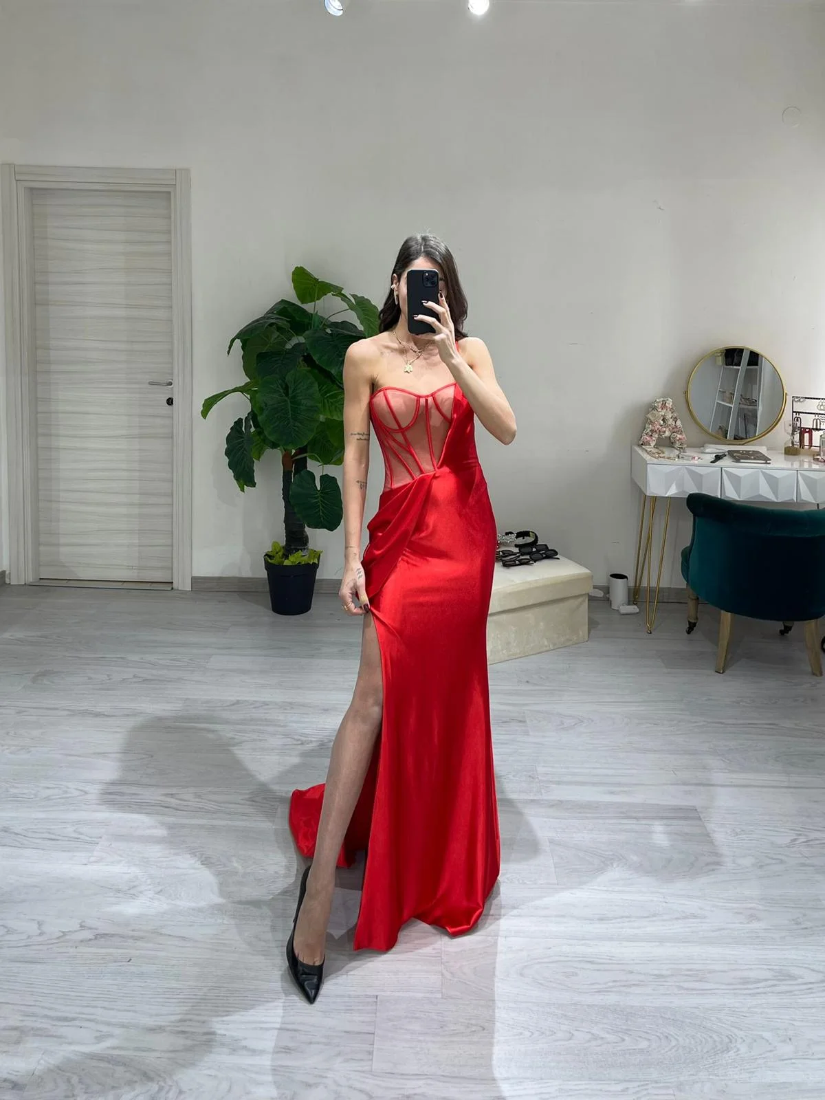 Sexy Mermaid Prom Dress With Split See-through Evening Dress