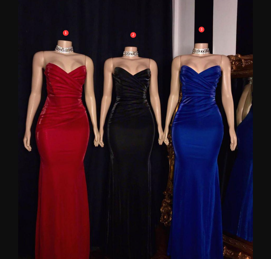 Strapless Ruffled V-Neck Mermaid Long Prom Dress