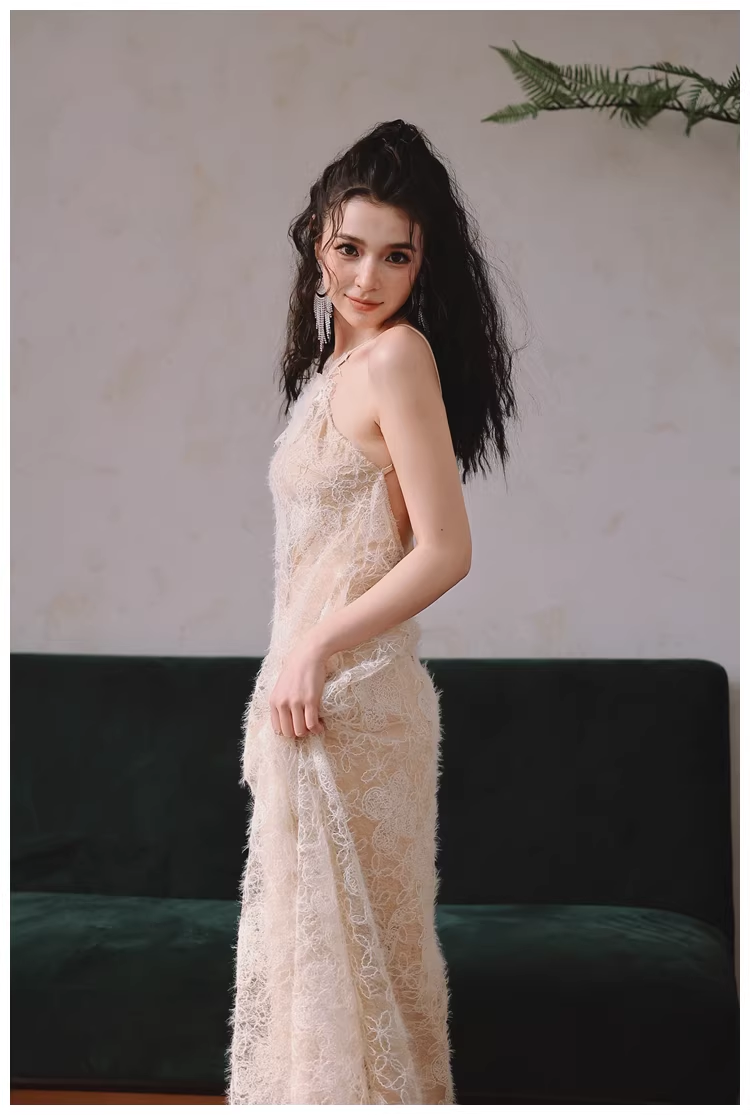 Elegant Sleeveless Lace Backless Long Birthday Party Dress Evening Gown