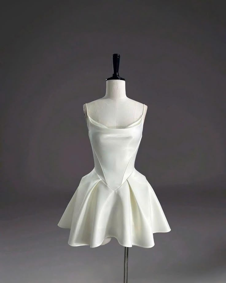 Simple Spaghetti Straps White Satin A Line Birthday Outfits Short Formal 7th Grade Homecoming Dress