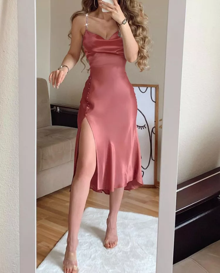 A-Line Sleeveless Party Dresses Simple Formal Dress With Split