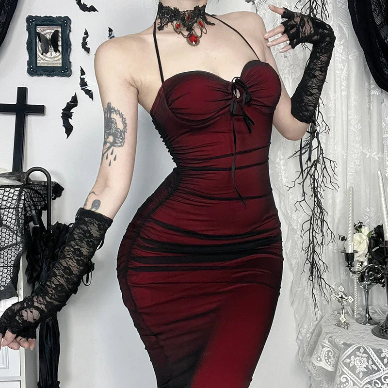 Vintage Halter Sheath Long Party Dress Formal Evening Dress