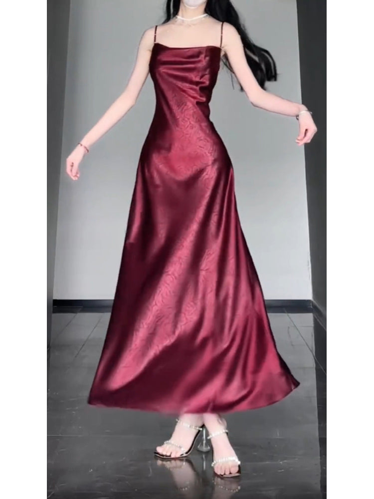 Chic Sheath Spaghetti Straps Christmas Dress Burgundy Prom Dresses Birthday Outfits
