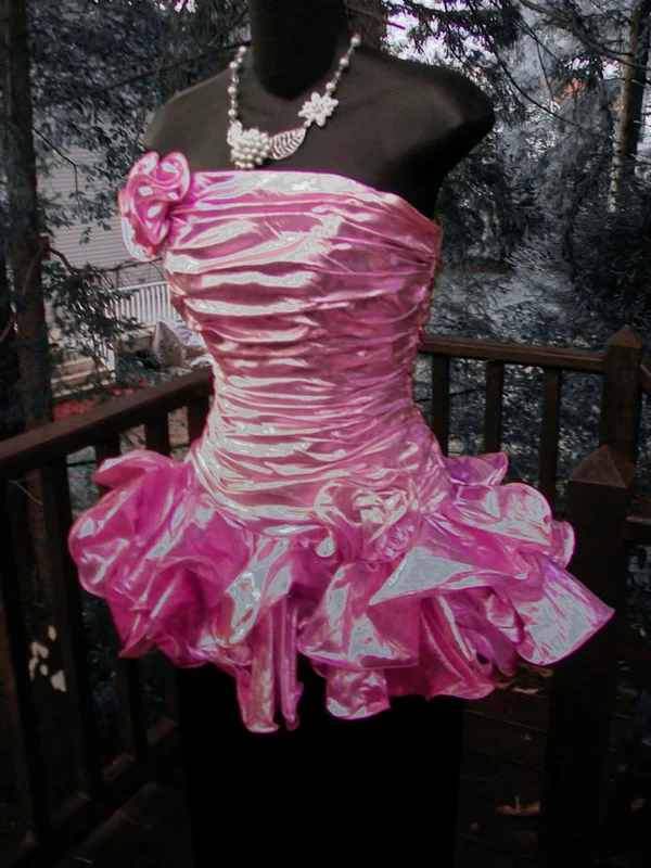 Classy Strapless Hot Pink Pleated Short Prom Dress Formal Homecoming Dress