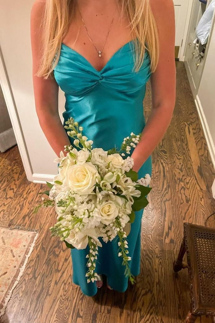 V Neck Green Backless Long Prom Dress Sexy Party Evening Dress