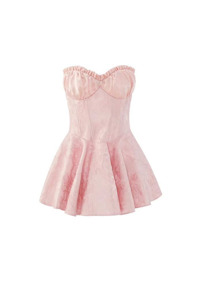 Pretty Pink A Line Satin Print Floral Birthday Dress Homecoming Dress