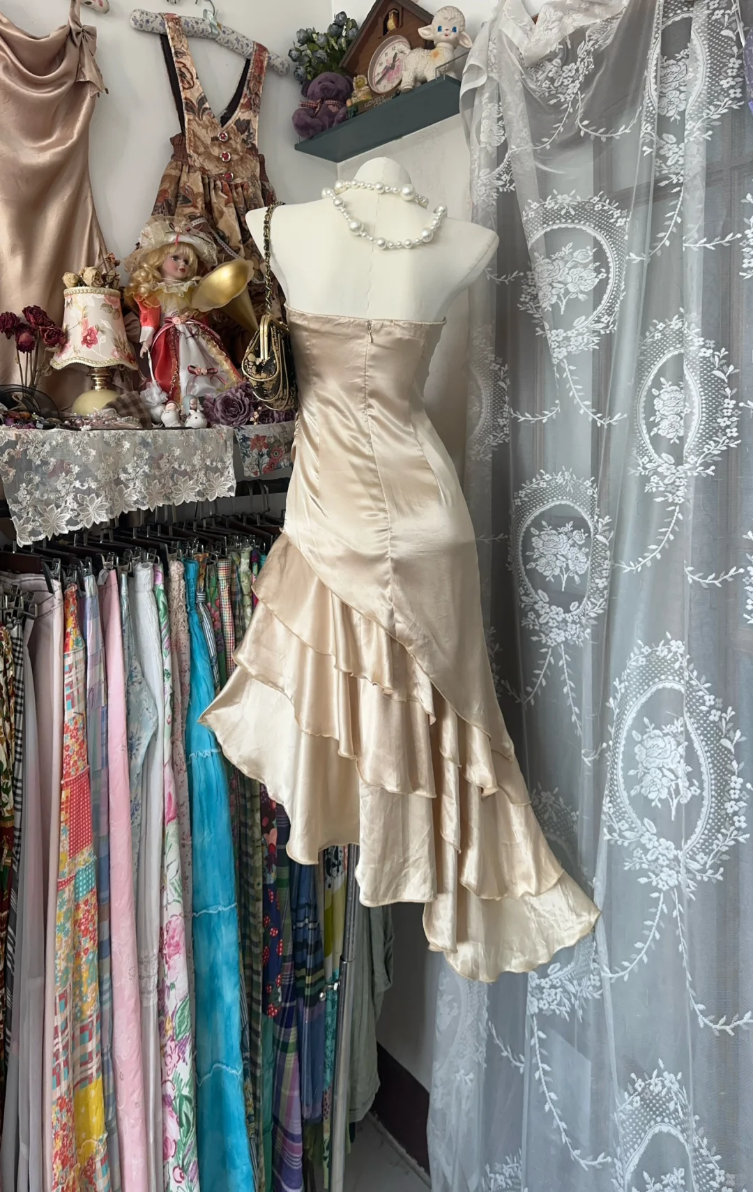 Champagne Strapless Multi-Layered Party Birthday Dress Formal Homecoming Dress