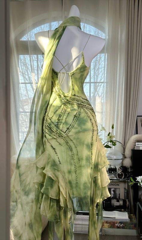 Chic Green Chiffon Beaded Party Dress Mermaid Prom Dress