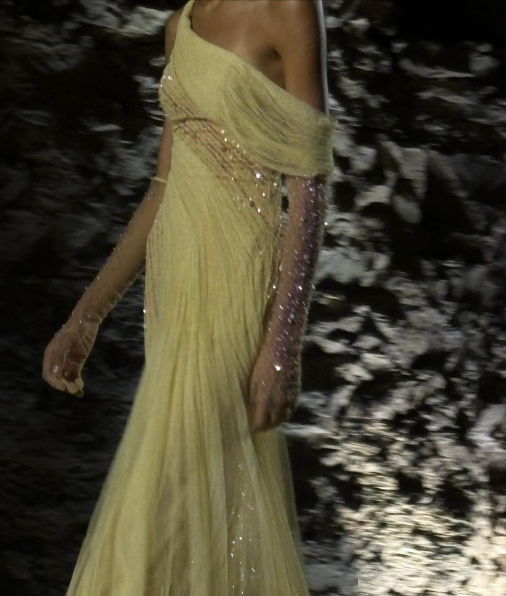 Pretty Tulle Pleated Sequin Mermaid Evening Dress Yellow Long Wedding Guest Dress