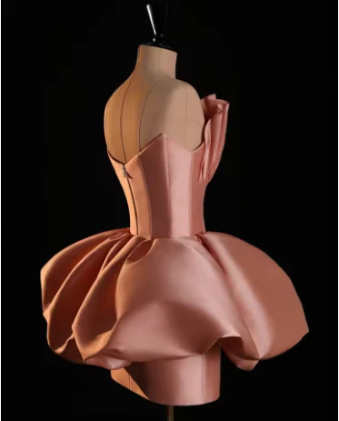 Classy Pink Strapless Pleated Homecoming Dress