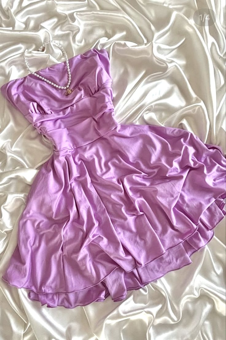 Simple Strapless Purple Satin A Line Short Party Dress Formal Homecoming Dress Birthday Outfits