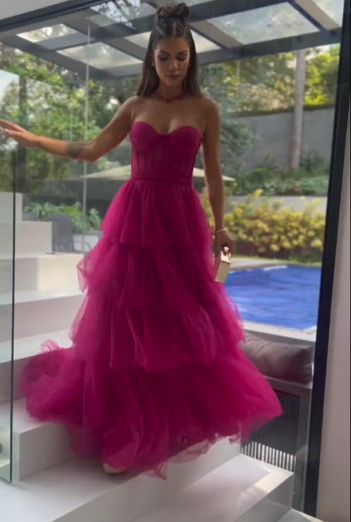 Sweetheart Neckline A-line Tulle Prom Dress,Formal Dress