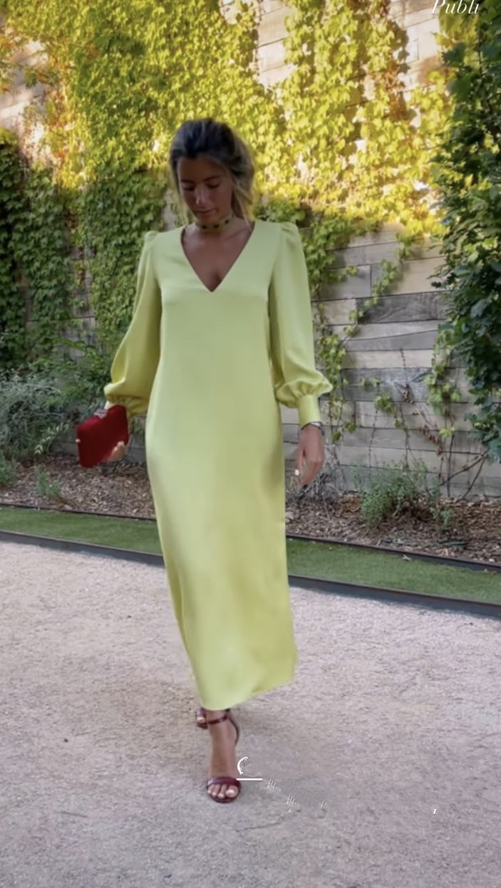 Simple Long Sleeves Prom Dress For Women, Wedding Guest Dress