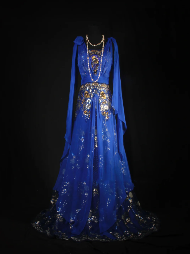 Chic Royal Blue Chiffon Sequin Beaded Mermaid Long Party Dress Birthday Dress