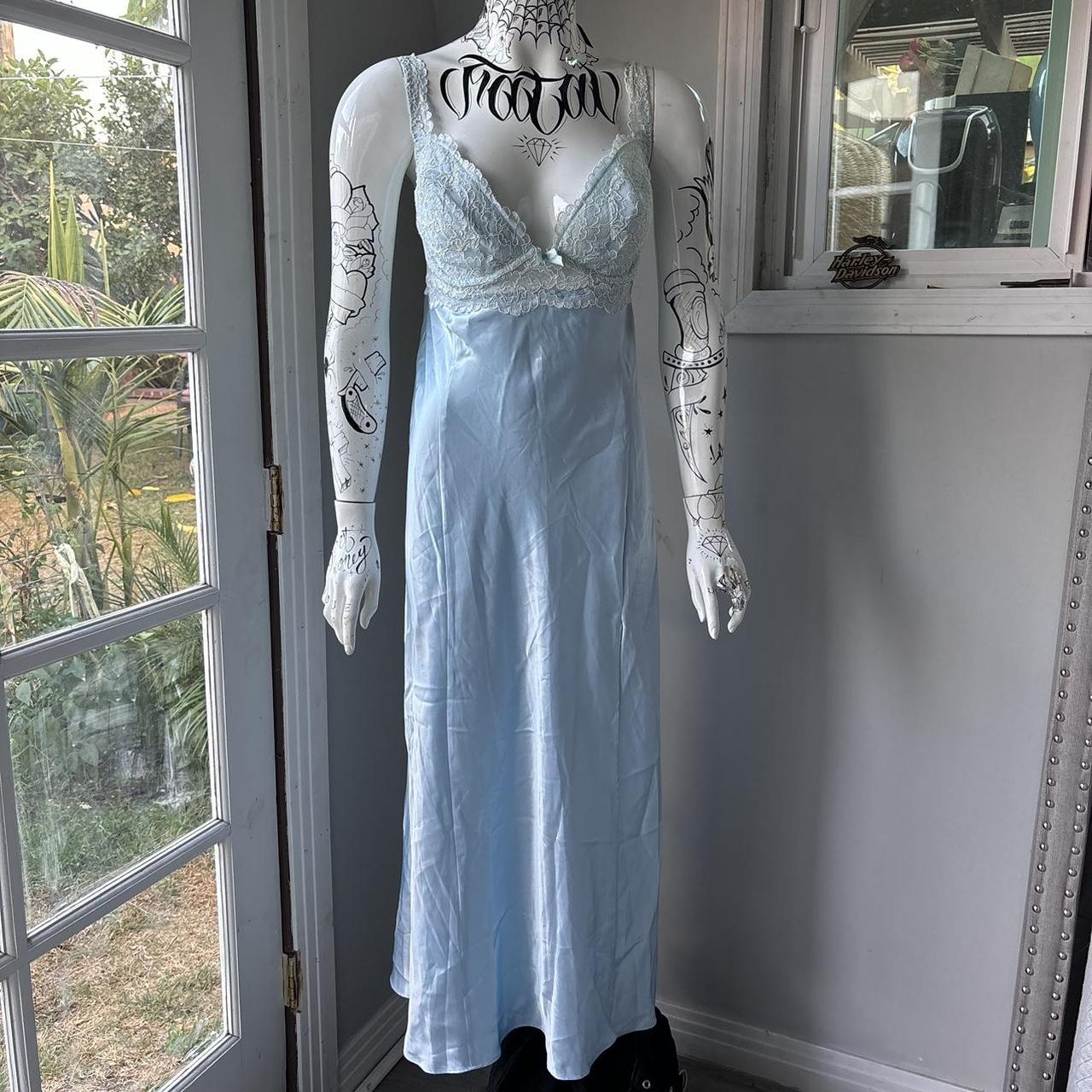 Vintage A line Spaghetti Straps Light Sky Blue Lace Long Prom Dresses Evening Dress