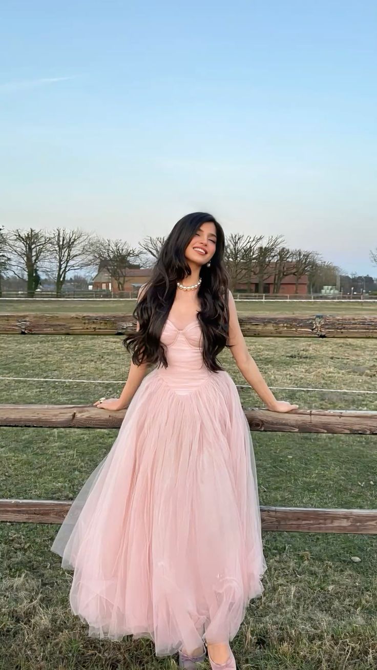 Dreamy Pink A-line Suspender Tulle Long Prom Dress Evening Dress Bridesmaid Dress
