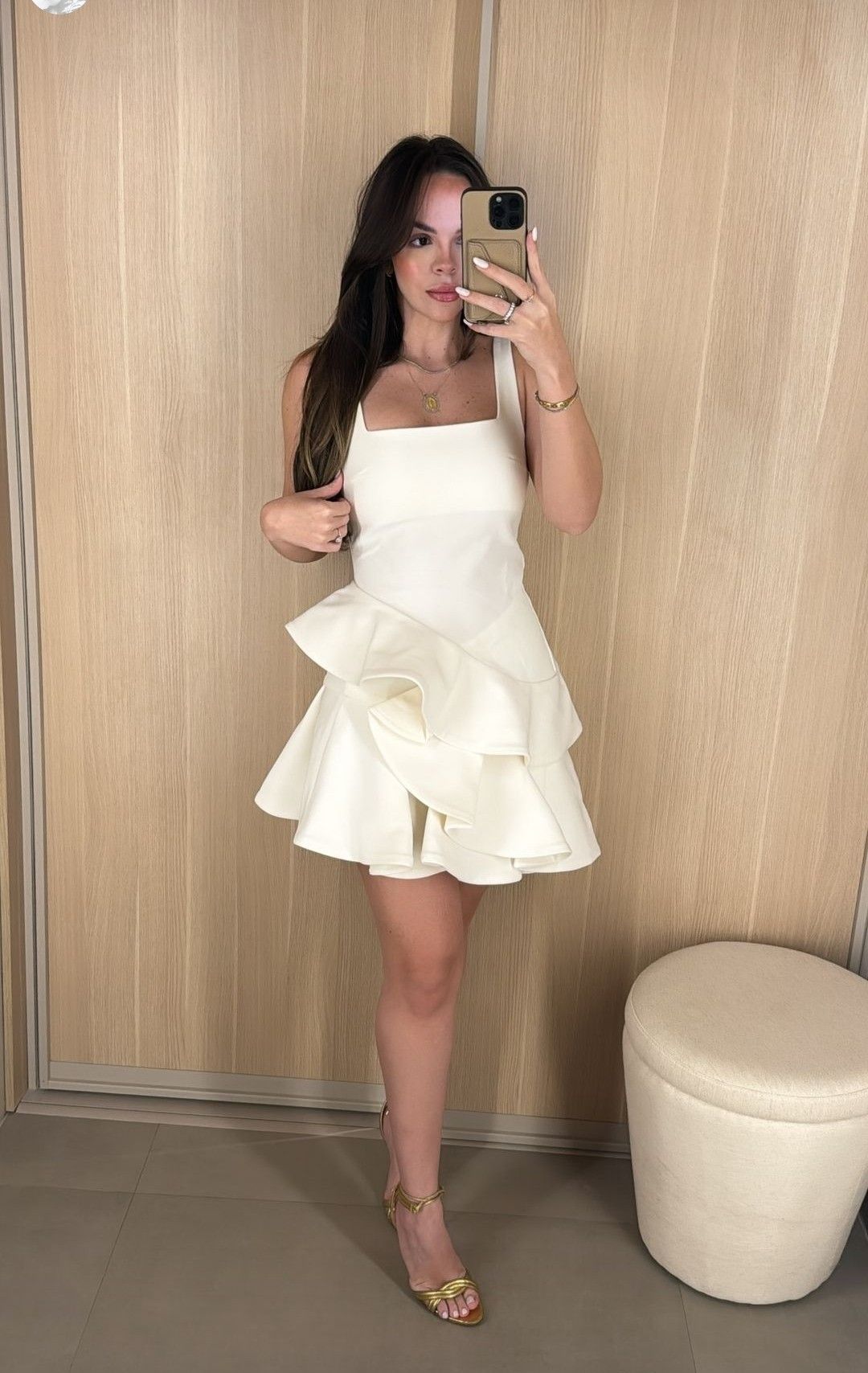 Simple And Elegant Ivory Square Neck Irregular Ruffle 17th Birthday Party Homecoming Dress
