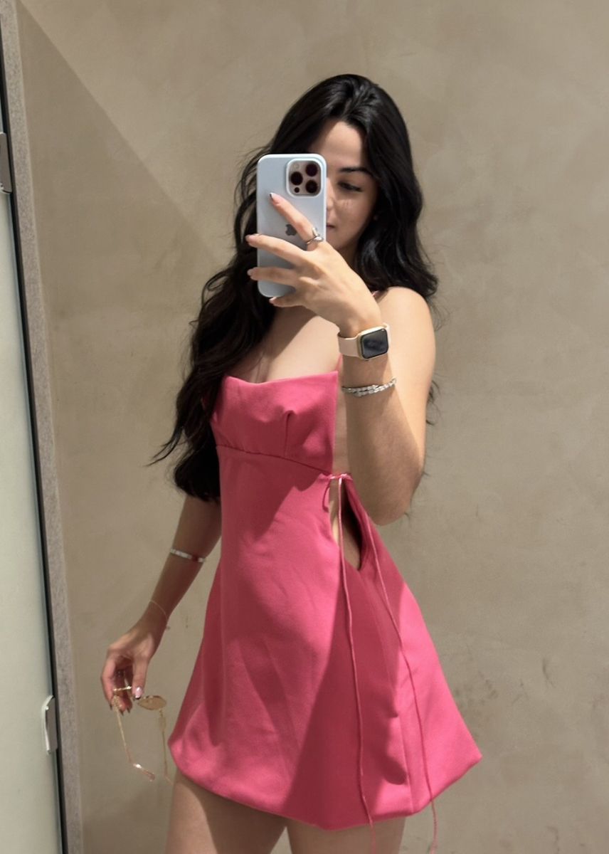 Sexy Open Back Rose Pink Drawstring Satin Birthday Party Homecoming Dress