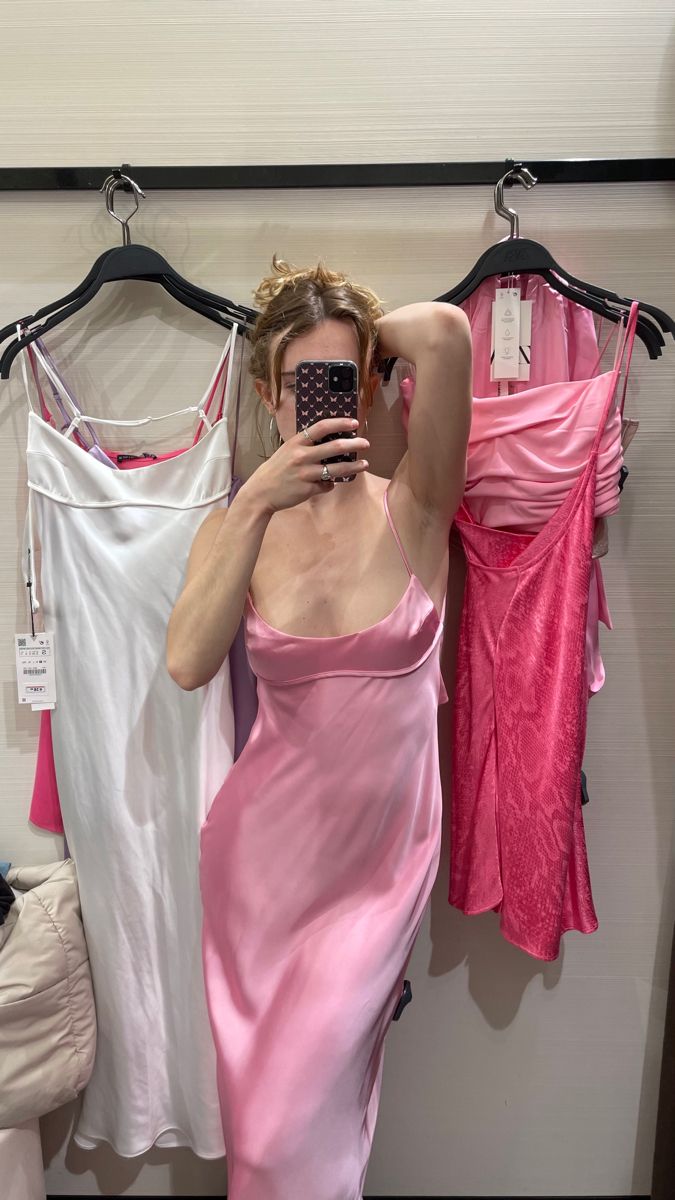 Simple Pink Slim Fit Strap Square Neck Satin Long Prom Dress Bridesmaid Dress