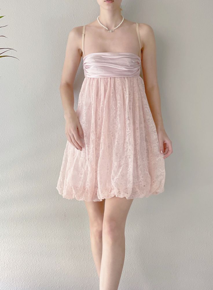 Sweet And Elegant Light Pink Suspender Lace Bow Bud 16th Birthday Homecoming Dress