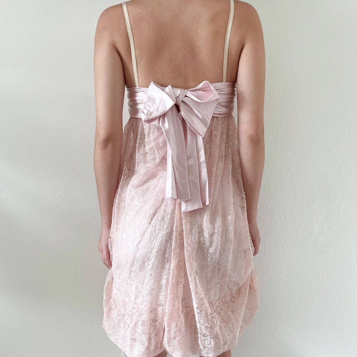 Sweet And Elegant Light Pink Suspender Lace Bow Bud 16th Birthday Homecoming Dress