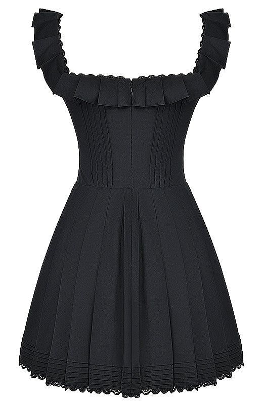 French Retro Black One-shoulder Lace A-line Birthday Party Homecoming Dress