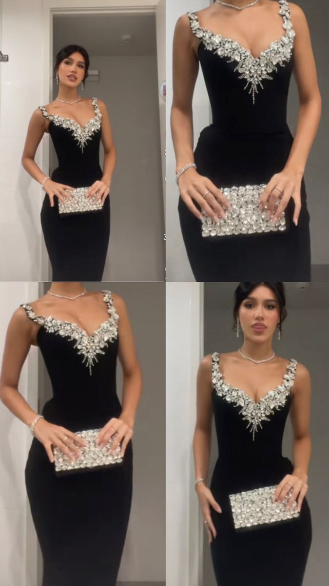 Elegant Black Mermaid Deep V Halter Velvet Long Prom Dress Evening Dress
