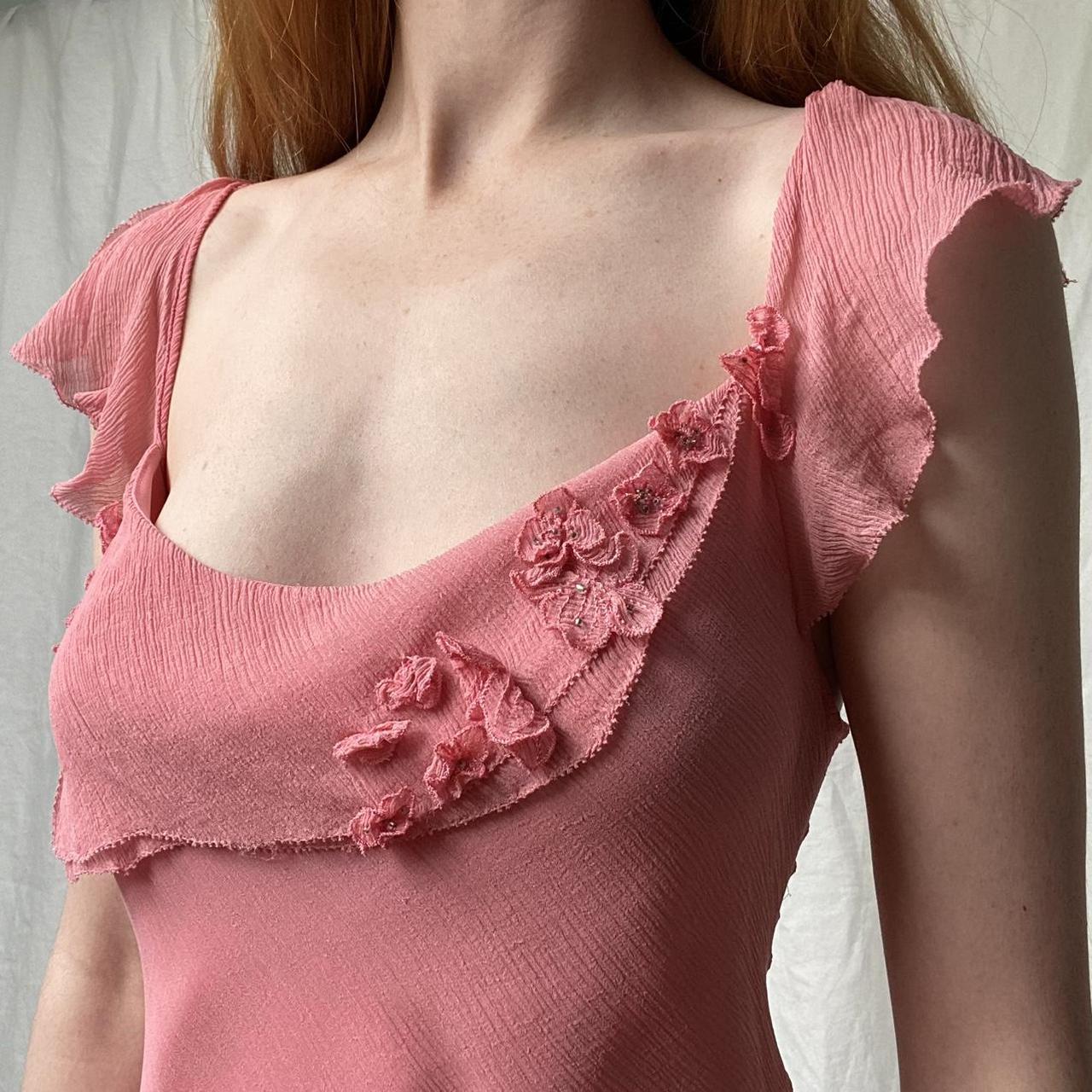 Elegant Pink Mermaid Ruffled Chiffon Long Prom Dress Evening Dress