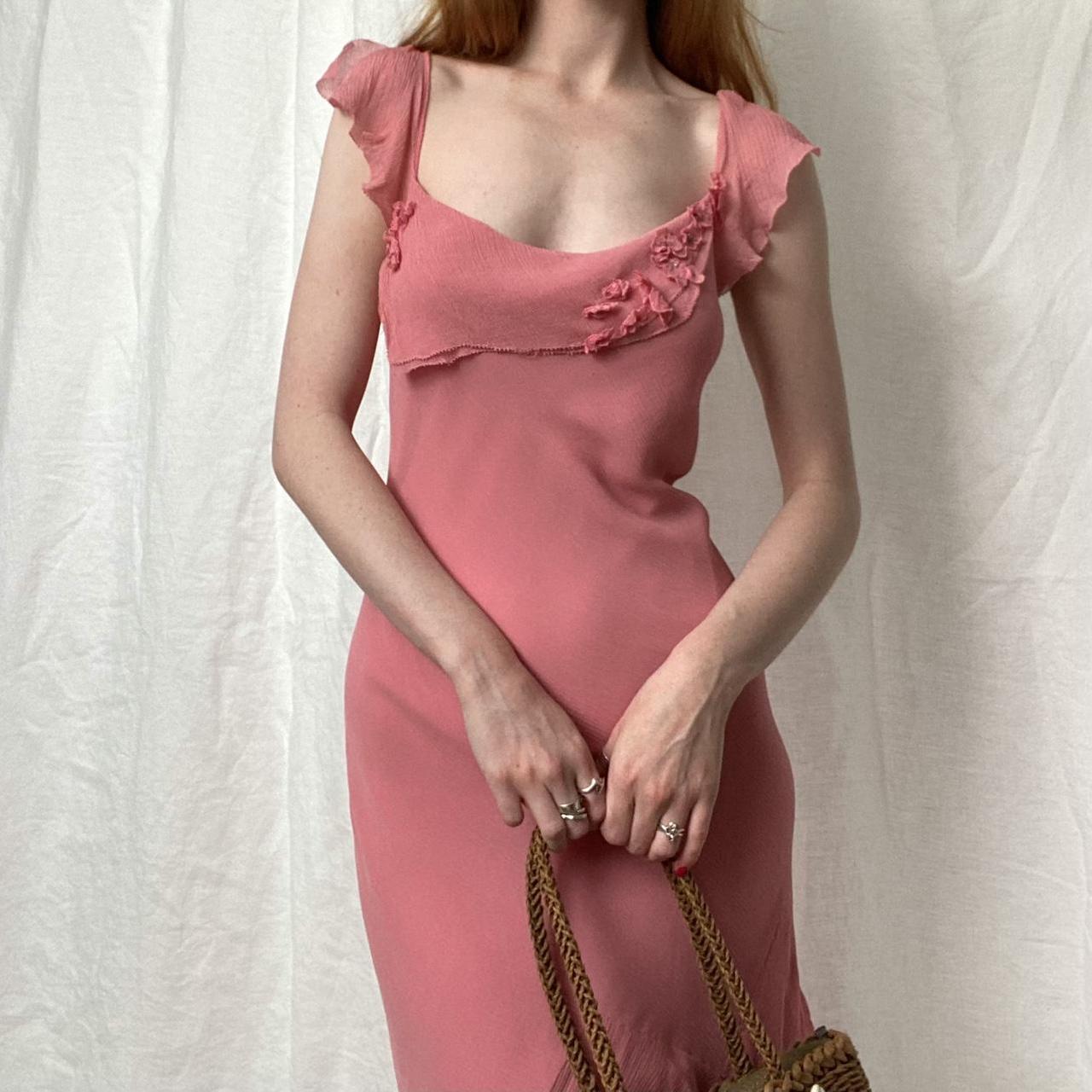 Elegant Pink Mermaid Ruffled Chiffon Long Prom Dress Evening Dress
