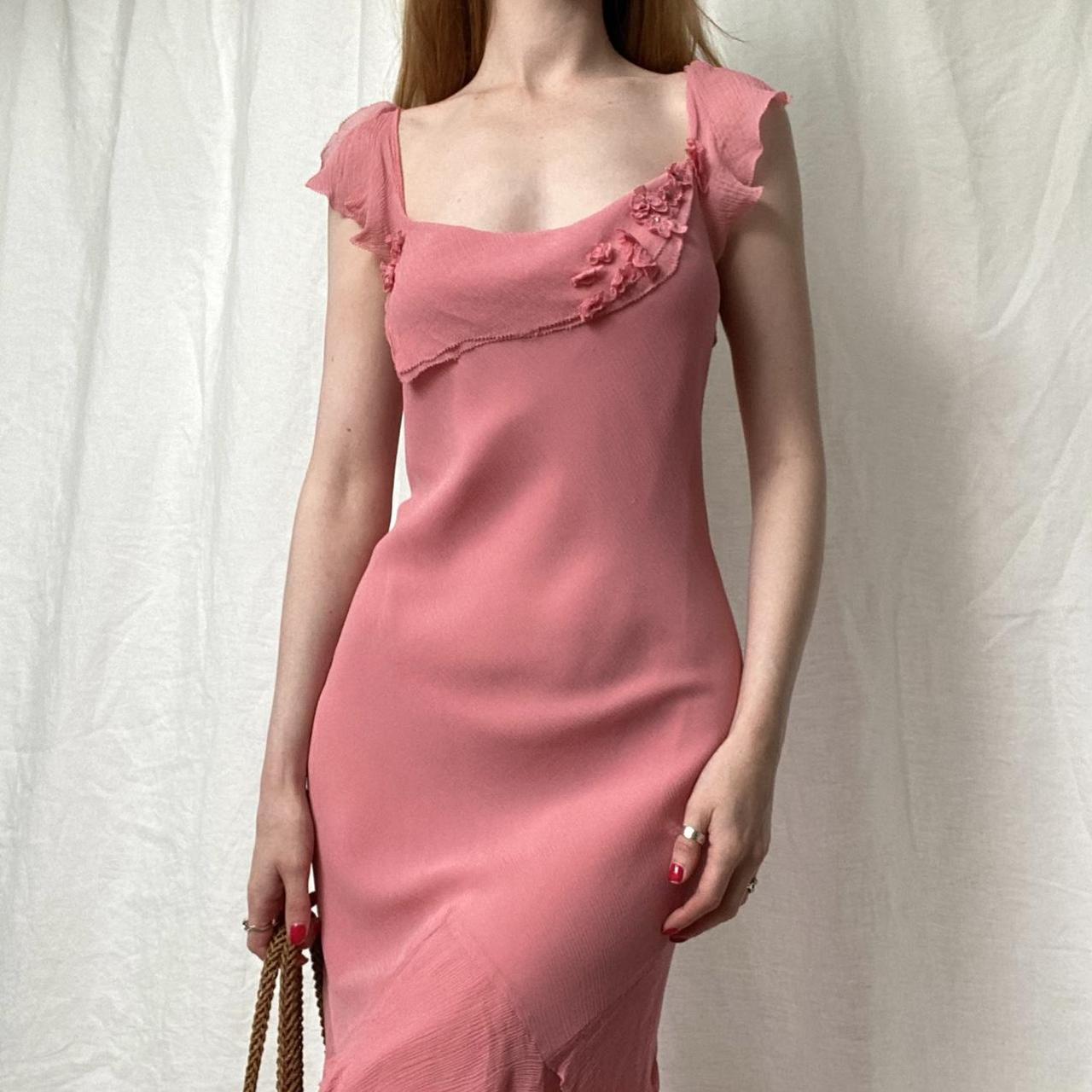 Elegant Pink Mermaid Ruffled Chiffon Long Prom Dress Evening Dress