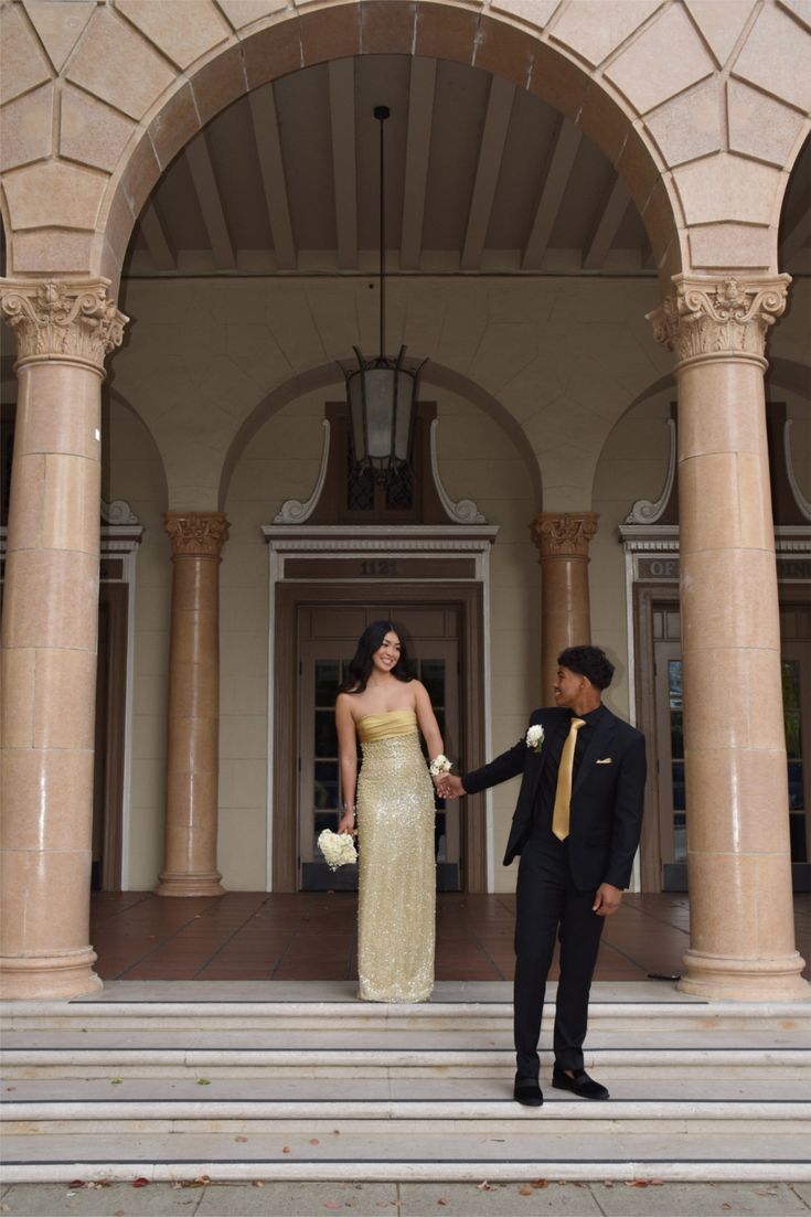 Elegant Gold Strapless Pearl Sequined Long Prom Dress Evening Dress
