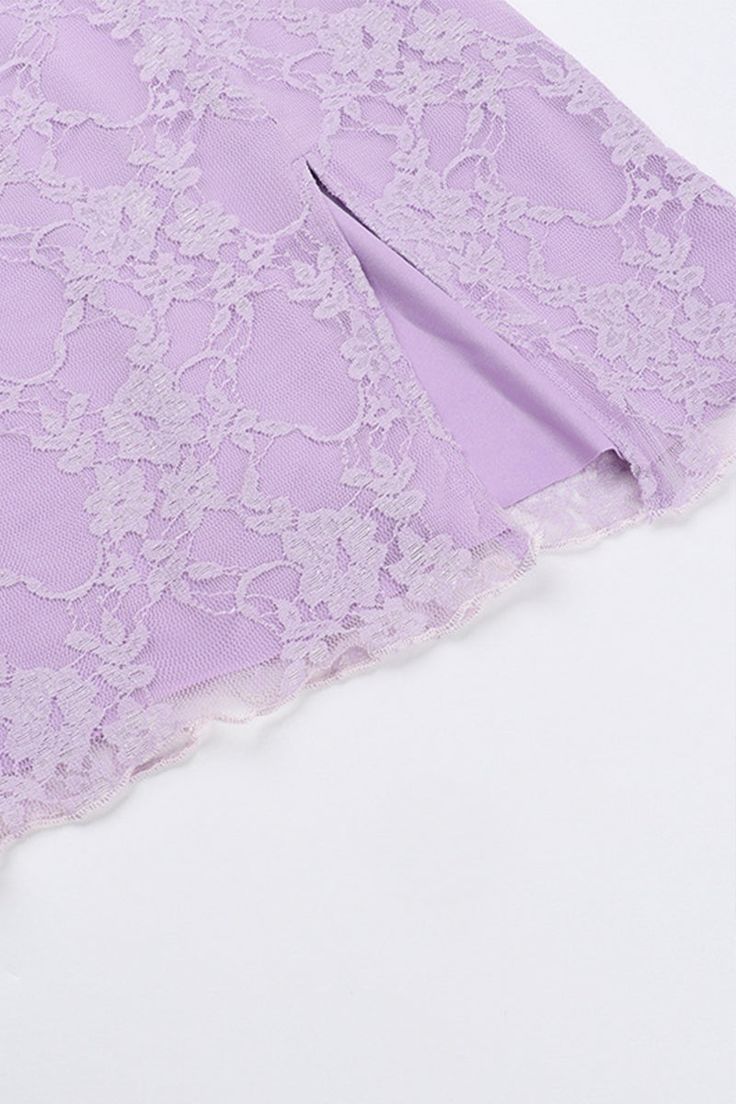 Sweet Lavender Lace Slit 17th Birthday Homecoming Dress
