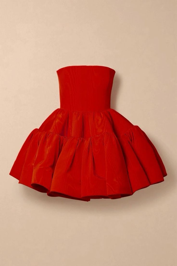 Chic A line Strapless Satin Red Short Party Dresses Homecoming Dresses