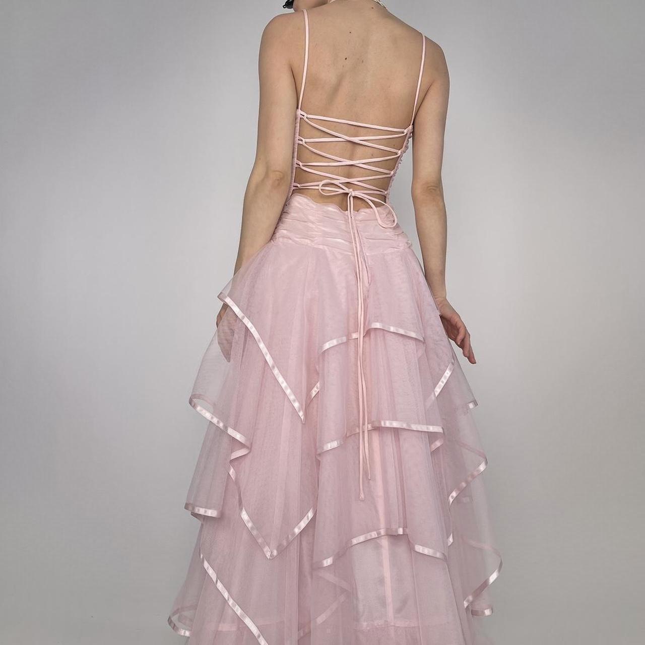 Sweet Light Pink A-line Multi-layer Cake Spaghetti Strap Organza Long Prom Dress Evening Dress Bridesmaid Dress
