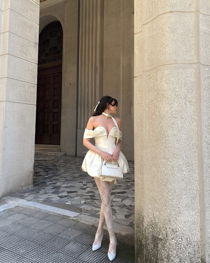 Elegant White Off-the-shoulder Deep V Bud Satin 17th Birthday Homecoming Dress