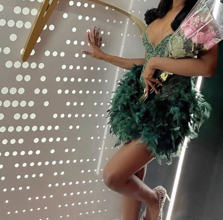 Gorgeous Feather Deep V Beaded 17th Birthday Homecoming Dress