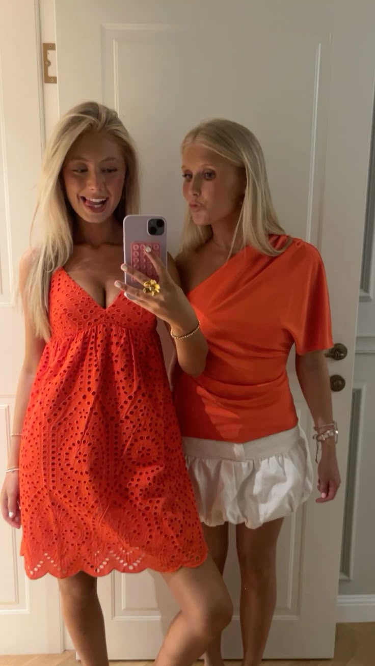 Vibrant Orange Hollow Deep V 19th Birthday Homecoming Dress