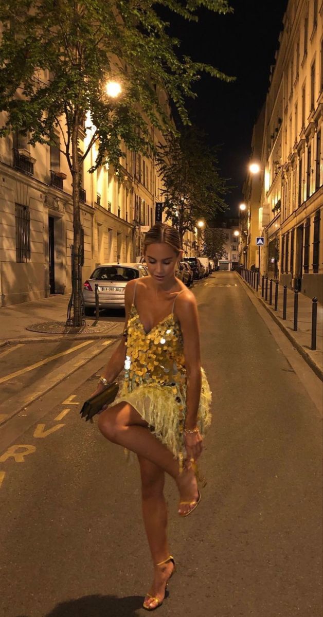Gorgeous Gold Deep V Strap Sequin Feather Birthday Party Homecoming Dress