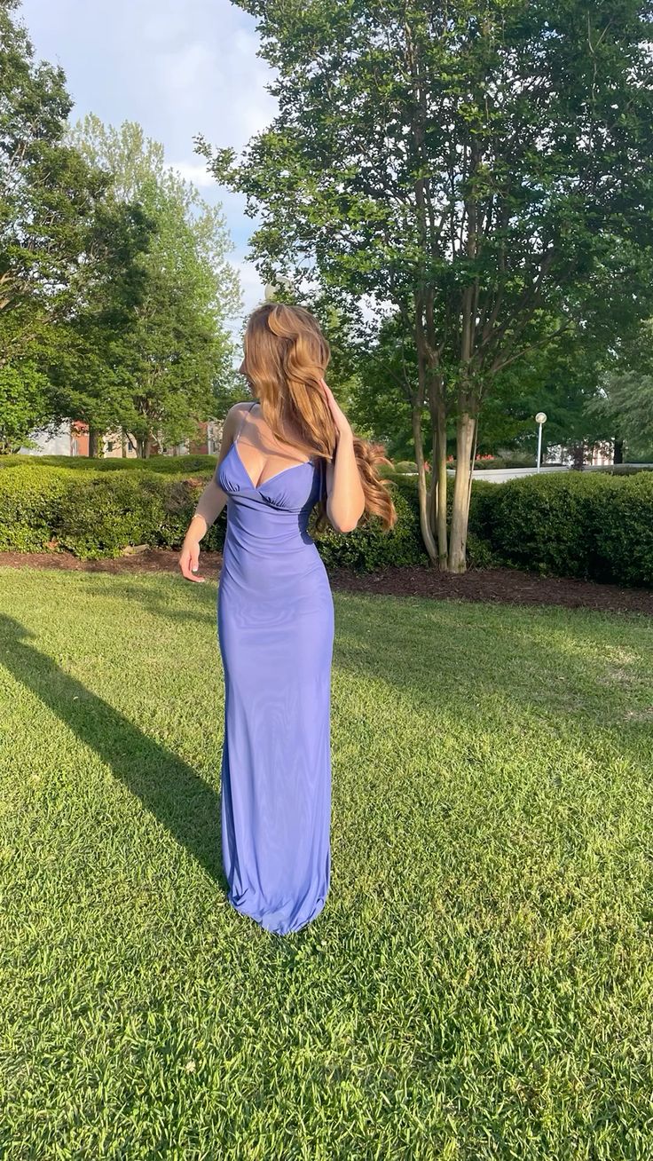 Elegant Mermaid V-neck Backless Chiffon Long Prom Dress Evening Dress Bridesmaid Dress