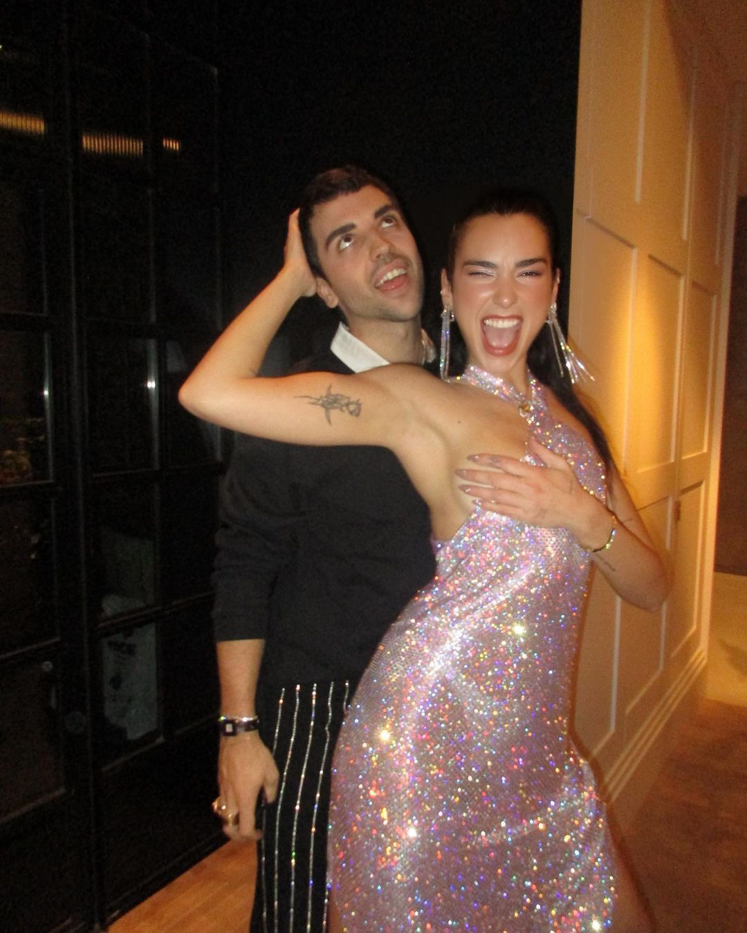 Colorful Sequined Backless Halter Neck Irregular Party Birthday Dress